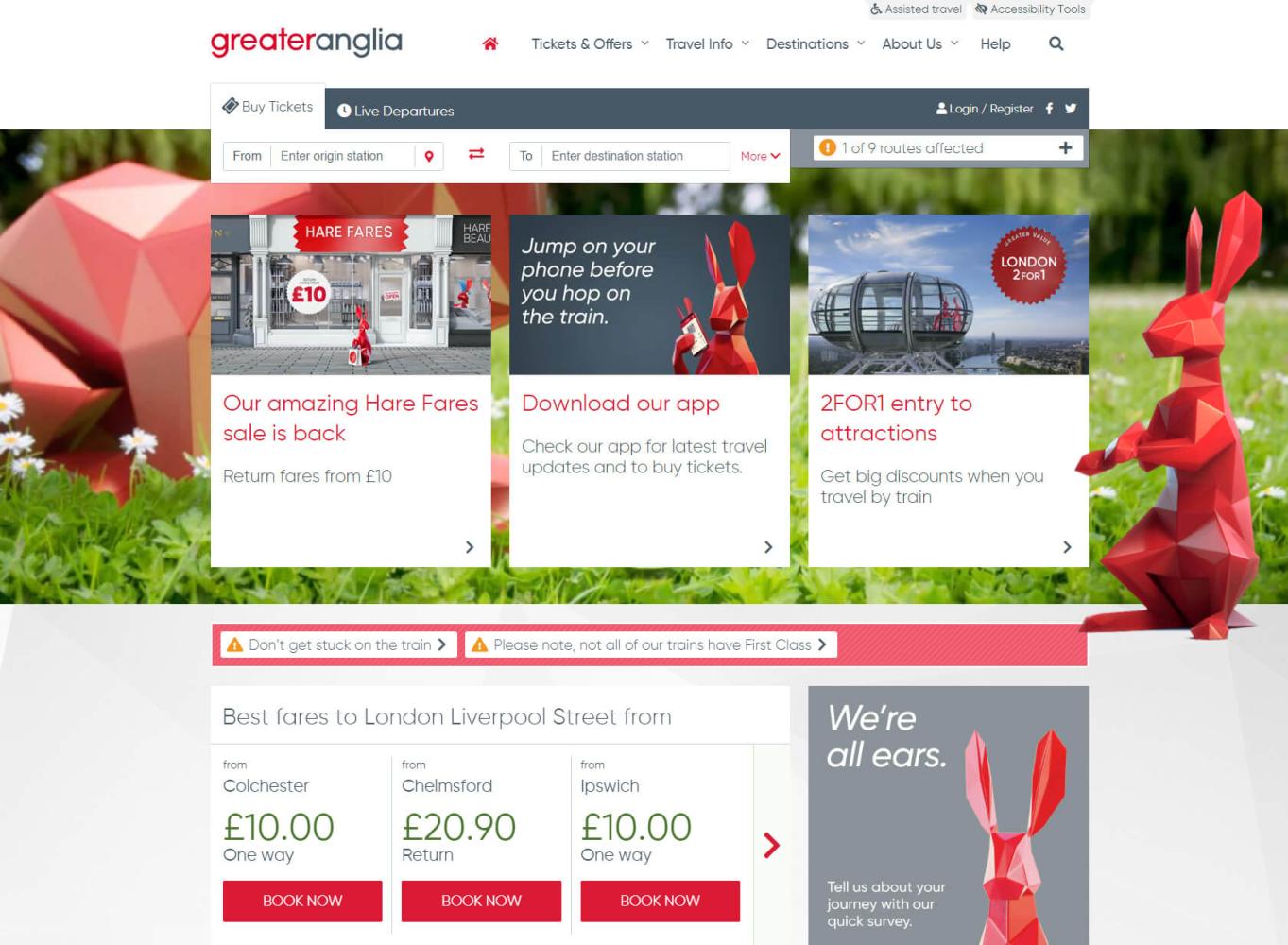Greater Anglia home page