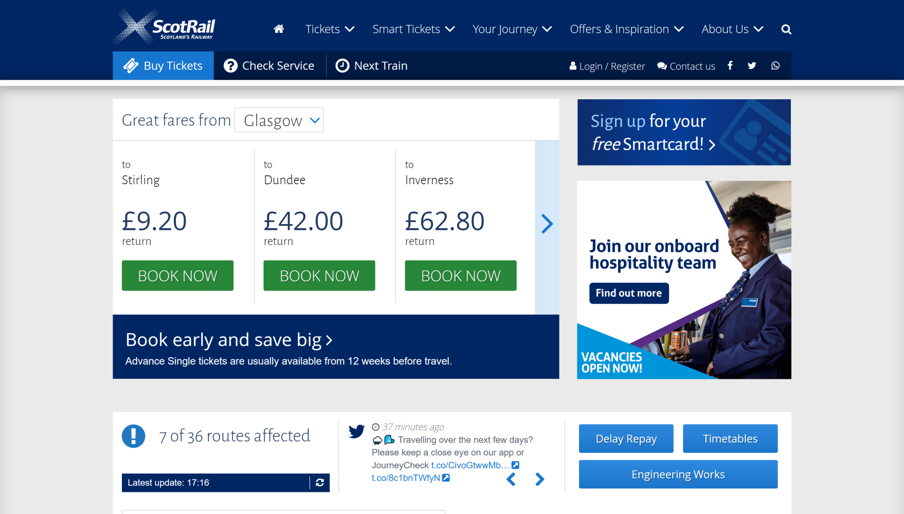 ScotRail homepage 