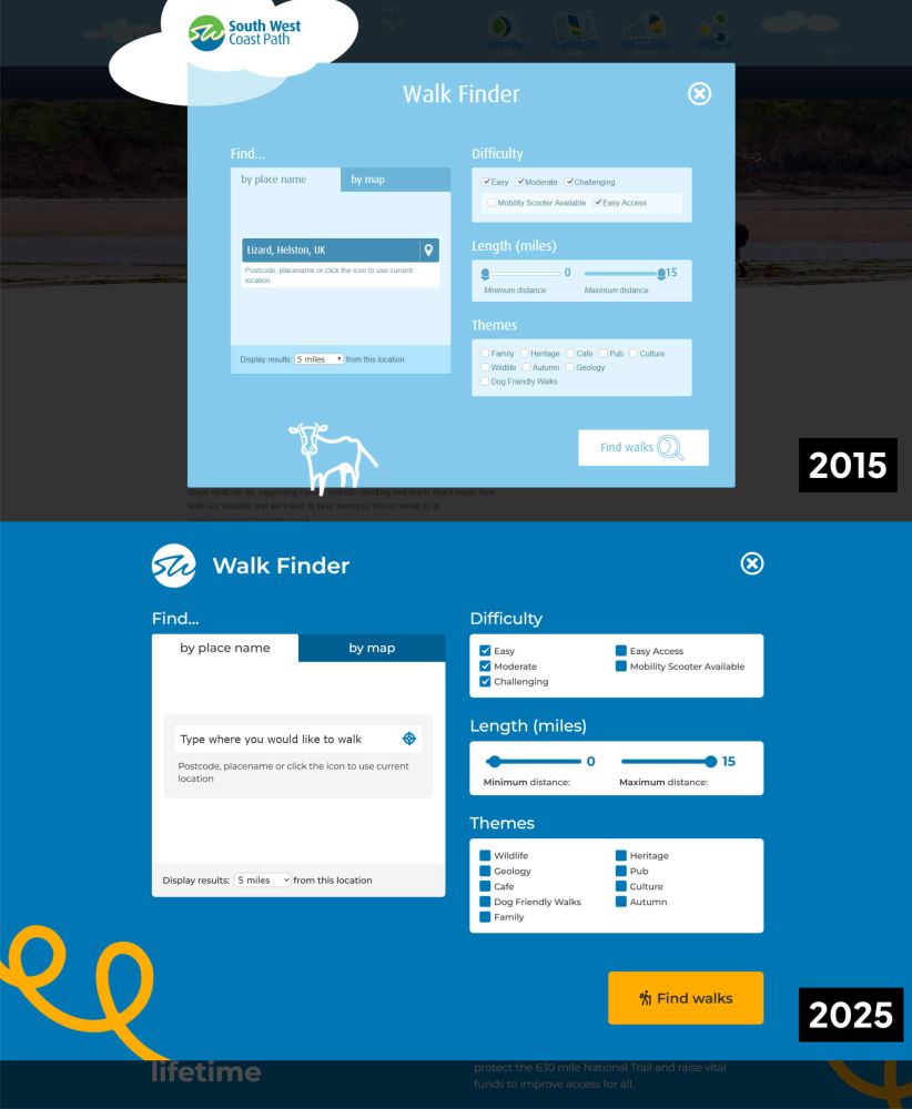 Walk search 2015 vs. 2025