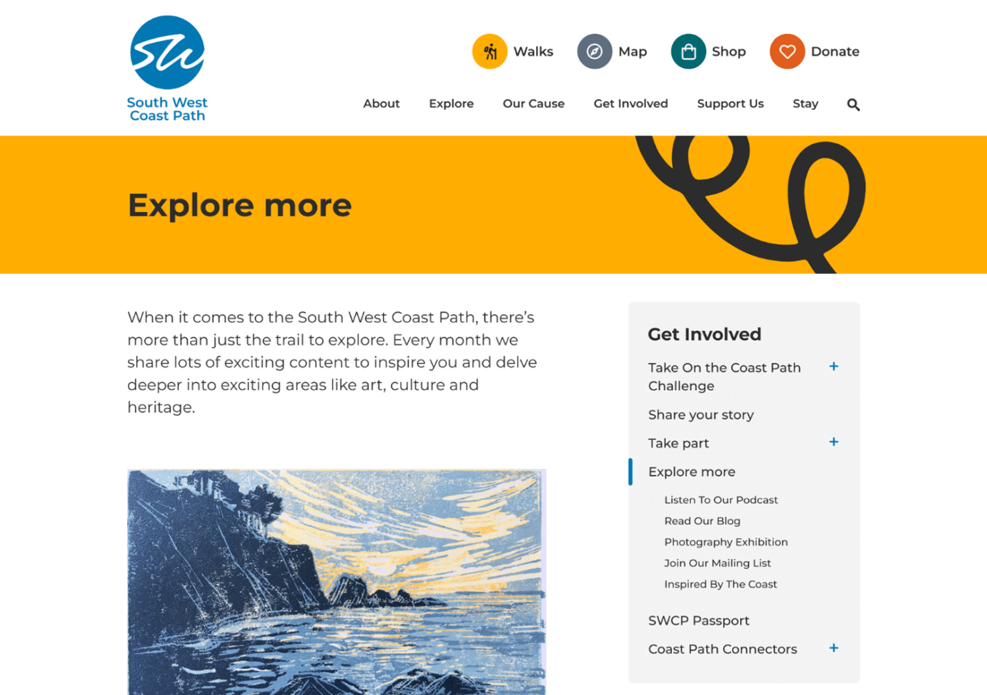 Inner page with pillar sub-branding